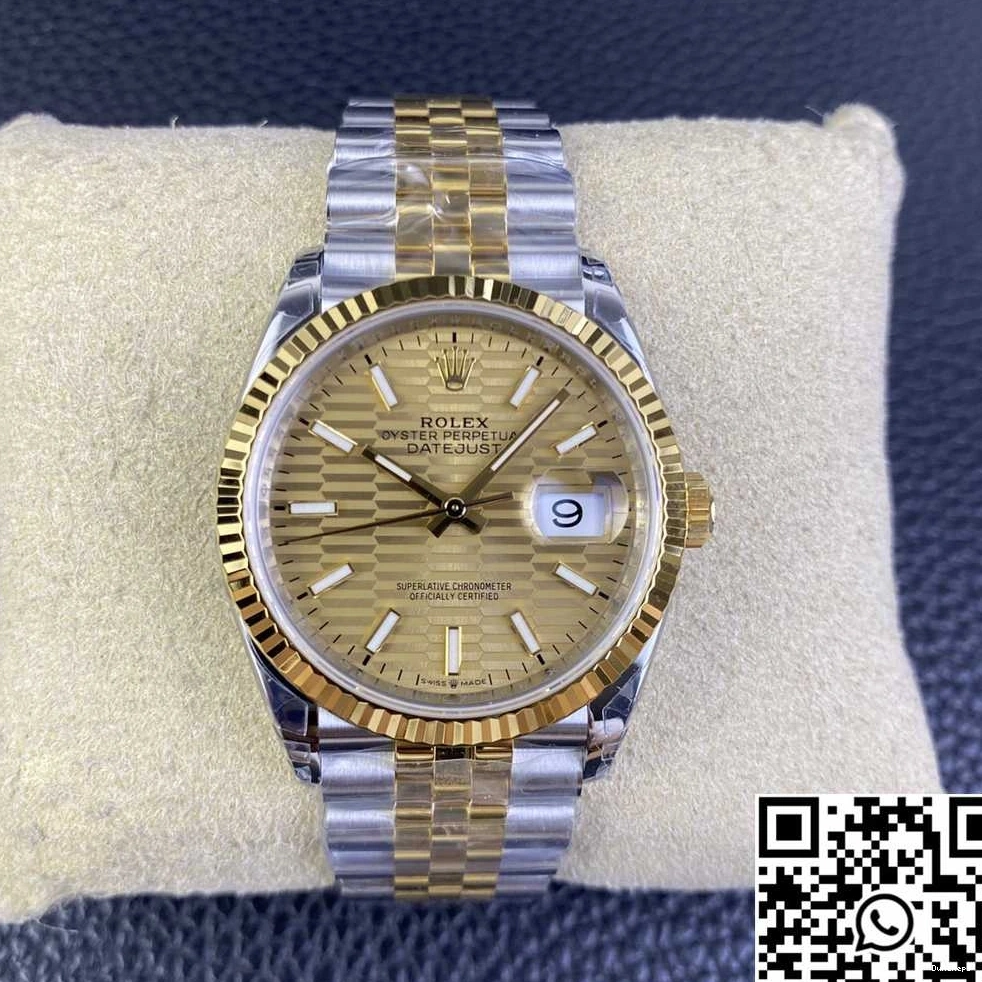 Two Factory Tone Rolex Datejust 36MM Yellow Dial VS Hourmarker Diamond M126233 Motif 0208